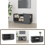 Vidaxl - meuble tv gris 80x35x40, 5 cm bois de pin massif - meubles tv - meuble tv - support tv - unité ... Vidaxl - meuble tv gris 80x35x40, 5 cm bois de pin massif - meubles tv - meuble tv - support tv - unité ...