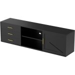 Meuble tv homavo 3 tiroirs 160 cm noir tvg1 - s