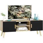 Meuble tv - homcom - jusqu'� 50 pouces - avec �tag�res, 2 placards et passe - c�bles - pour salon, chambre ...