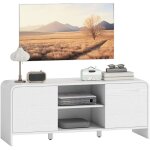 Meuble tv - homcom - pour t�l�viseur jusqu'� 55 pouces - 2 portes, 2 compartiments et �tag�re r�glable ...