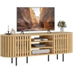 Meuble tv - homcom - pour t�l�viseur jusqu'� 60 pouces - 2 portes et 3 niches - panneau de particules ...