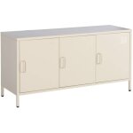 Meuble tv industriel m�tal cr�me 3 portes 120cm - alabama