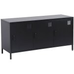 Meuble tv industriel m�tal noir 3 portes 120cm - alabama