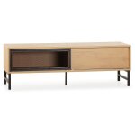Meuble tv isis 2 portes en chêne et métal noir 120 cm Meuble tv isis 2 portes en chêne et métal noir 120 cm