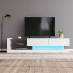 Modfu - meuble tv led blanc compatible avec téléviseur 60 pouces, 140 x 38 x 38 cm, 2 portes et 2 étagères ... Modfu - meuble tv led blanc compatible avec téléviseur 60 pouces, 140 x 38 x 38 cm, 2 portes et 2 étagères ...