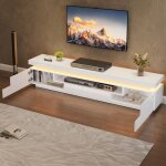 Meuble tv led blanc - peut accueillir des t�l�viseurs jusqu'� 75 pouces, 2 portes 1 tiroir, meuble bas ...