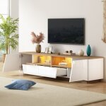 Meuble tv led avec rangement, 2 portes et 1 tiroir, meuble bas de salon et de chambre - jusqu'à 75 pouces, ... Meuble tv led avec rangement, 2 portes et 1 tiroir, meuble bas de salon et de chambre - jusqu'à 75 pouces, ...