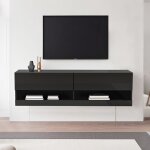 Pergar - meuble tv avec led, meuble tv suspendu, meuble tv bas, 140 x 35 x 40 cm, noir Pergar - meuble tv avec led, meuble tv suspendu, meuble tv bas, 140 x 35 x 40 cm, noir