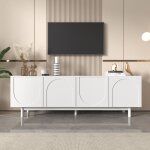 Redom - meuble tv lowboard lger de style luxe, portes textures, sparateurs rglables