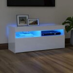 Bonnevie - meuble tv avec lumires led, banc tv, support de tlvision, meuble tv de salon blanc brillant ...