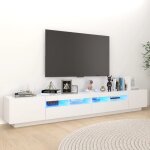 Jinlefu - meuble tv avec lumires led banc tv armoire de rangement blanc 260x35x40 cm 71180