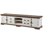 Massivmoebel24 - meuble tv manguier 220x45x55 laqu blanc toulouse 109