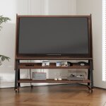 Meuble tv meuble tv mobile jusqu' 55 pouces, marron, mdf avec roulettes, 132, 5  47  136 cm