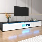 Meuble tv moderne 180 x 35 x 30 cm - fixation murale / sur pied - avec �clairage led et ports usb - finition ...