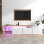 Tanant - meuble tv moderne 197cm, avec éclairage led et étagères en verre, espace de rangement, design ... Tanant - meuble tv moderne 197cm, avec éclairage led et étagères en verre, espace de rangement, design ...