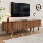 Meuble tv moderne portes coulissantes, avec support tv et rangement bas, conception pratique, 178x35x45 ...