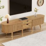 Meuble tv moderne portes coulissantes, avec support tv et rangement bas, conception pratique, 178x35x45 ...