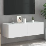 Design in - meuble tv mural, banc tv moderne, meuble de rangement avec lumi�res led blanc 100x35x31 cm ...
