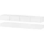 Meuble tv mural blanc 130 cm avec led 16 couleurs et 4 tiroirs