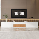 Meuble tv mural blanc 180x34x30 cm avec support projecteur coulissant, 2 portes et 1 tiroir, meuble tele ...