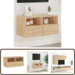 Meuble tv mural chne sonoma 60x30x30 cm bois d'ingnierie - armoire tv murale - meuble tv suspendu - ...