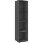 Jinlefu - meuble tv mural gris brillant 37x37x142, 5 cm bois d'ing�nierie vidaxl