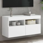 Maison chic - meuble tv mural avec led - banc tv - meuble tl blanc 80x30x40 cm 817682