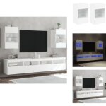 Meubles tv muraux avec lumires led 2 pcs blanc 40x30x60, 5 cm - meuble tv mural - armoire tv murale ...