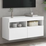 Meuble tv mural?meuble de rangement?banc tv avec lumires led blanc 80x30x40 cm cfw887998
