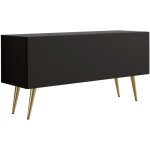 Meuble tv : noir mat, pieds dor�es, 100 � 52 � 32 cm