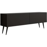 Meuble tv : noir mat, pieds noires, 140 � 52 � 32 cm