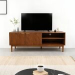 Meuble tv 140cm 2 portes, finition noyer nolan