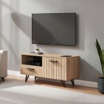 [en. casa] ? meuble tv moderne effet ch�ne noir ? 100 x 38 x 49 cm ? compartiment ouvert et tiroir ? ...