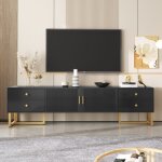 Eifson - meuble tv 175 cm, avec 2 portes à texture sculptée et 4 tiroirs, poignées et pieds dorés, panneau ... Eifson - meuble tv 175 cm, avec 2 portes à texture sculptée et 4 tiroirs, poignées et pieds dorés, panneau ...