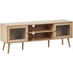 Beliani - meuble tv panneau de particules avec 2 portes vitrées pieds en bois de pin bois clair albany ... Beliani - meuble tv panneau de particules avec 2 portes vitrées pieds en bois de pin bois clair albany ...