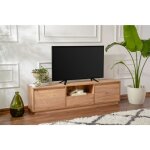 Meuble tv en pin atlantique avec rangement spacieux 160x42x29. 5 cm - conception robuste et lgante