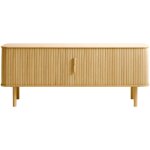 Drawer - meuble tv aux portes coulissantes en bois strié l160cm - bois clair - callan Drawer - meuble tv aux portes coulissantes en bois strié l160cm - bois clair - callan