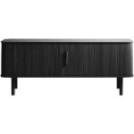 Drawer - meuble tv aux portes coulissantes en bois strié l160cm - noir - callan Drawer - meuble tv aux portes coulissantes en bois strié l160cm - noir - callan