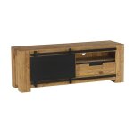 Meuble tv porte coulissante pin bross� soho