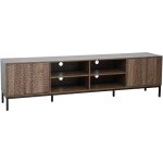 Meuble tv rectangulaire 2 portes l200 cm bois fonc�