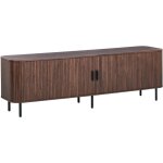 Meuble tv retro en mdf porte coulissante pieds en m�tal gestion des c�bles marron fonc� bradley