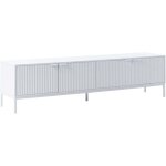 Meuble tv retro portes coulissantes gestion des c�bles pieds en m�tal mdf blanc adelaide
