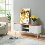 Meuble tv reyljand 120 x 35 x 50 cm blanc effet teck [en. casa]