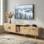 Meuble tv robin 180, extensible(146 - 180cm), banc tv avec 2 portes et 2 tiroirs, pour tv jusqu'� 75, ...