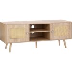 Mophorn - meuble tv en rotin, pour 55 pouces, armoire boho, moderne du milieu du sicle, avec tagres ...