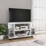 Meuble tv avec roulettes blanc 80x40x45 cm bois d'ing�nierie, blanc, 800189