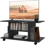 Meuble tv avec roulettes pivotantes, banc tv en bois avec �tag�res, support t�l� pour t�l�vision jusqu'� ...