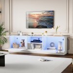 Meuble tv de salon 1763850cm, 2 portes, pour cran 70 pouces, meuble bas, blanc