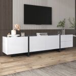 Meuble tv - schrank panel avec pieds blocs de couleur noir et blanc laqu�s