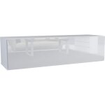 Meuble tv suspendu - 140 cm - blanc brillant - �l�gant et moderne - gain de place optimal
